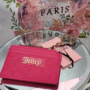 1799  Juicy Couture Pink multi wristlet mini cc wallet ID